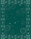 Celestial Teal Starry Orbs Border Rug
