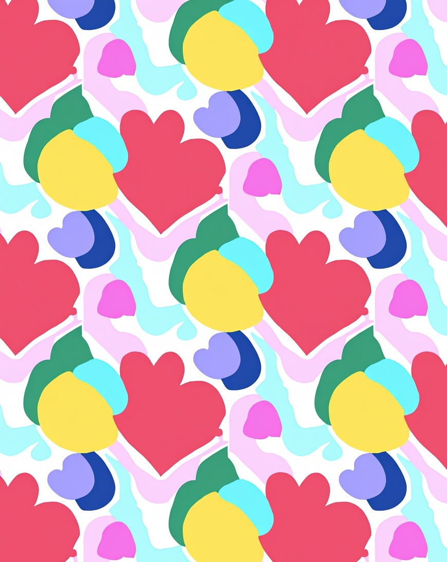 Abstract Hearts Shapes Pattern Rug
