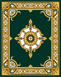 Ornate Golden Green Mandala Rug