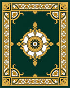 Ornate Golden Green Mandala Rug
