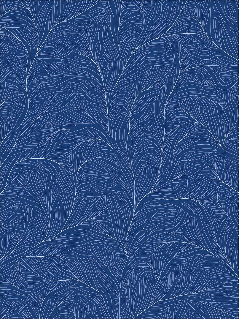 Deep Blue Branching Organic Lines Rug