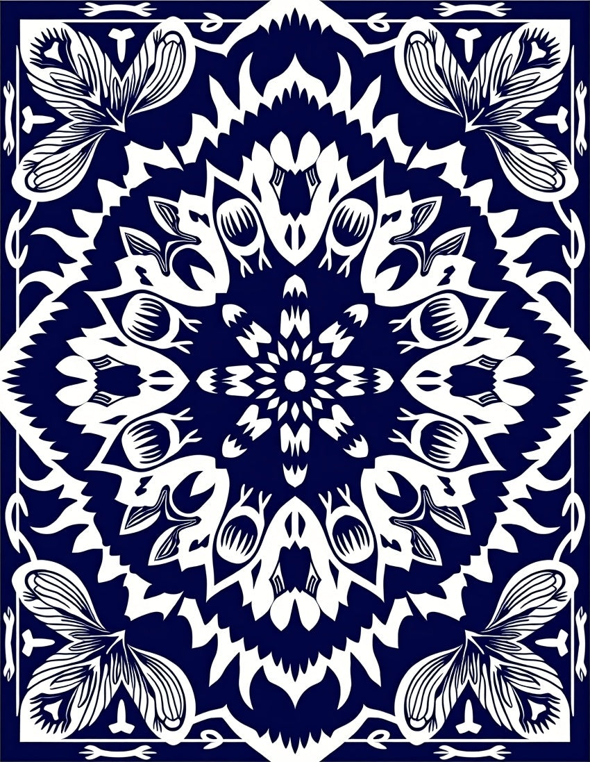 Bold Floral Mandala Design Rug