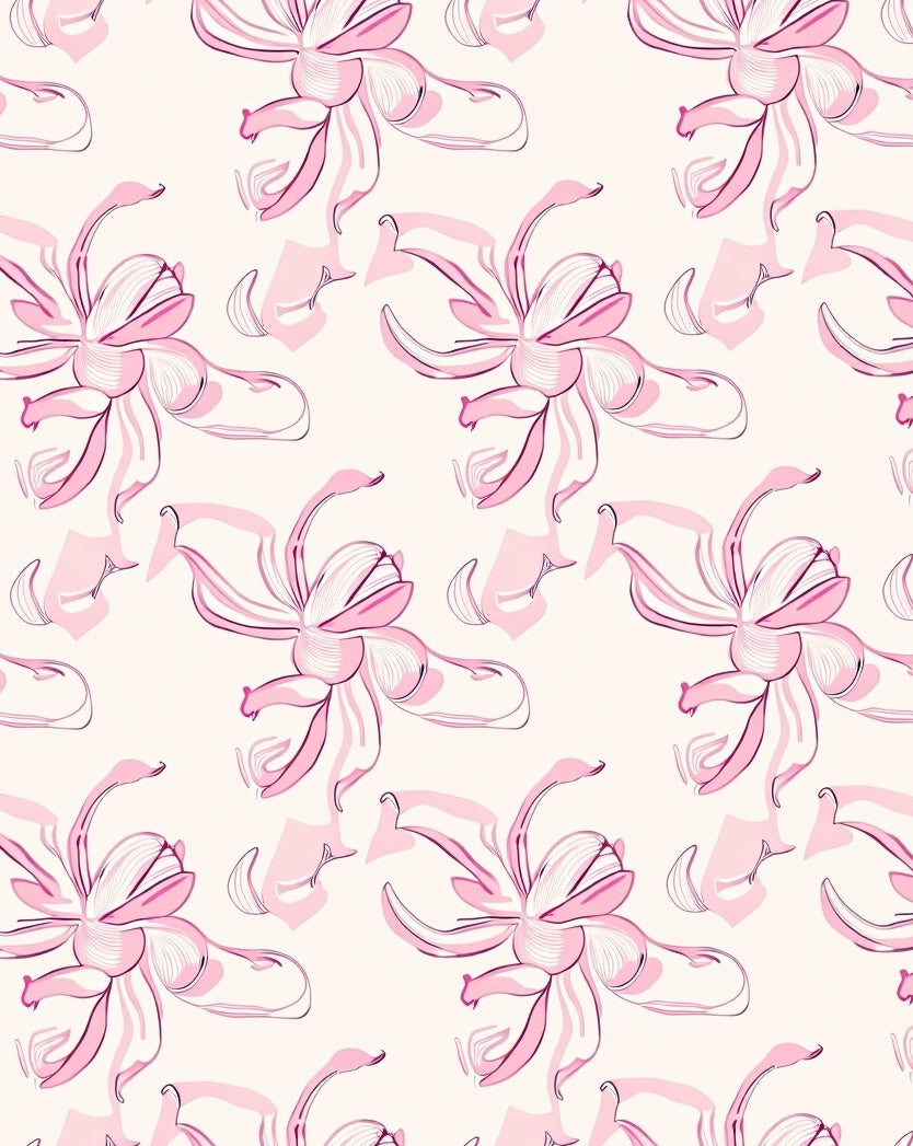 Pink Floral Sketch Pattern Rug