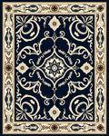 Ornate Floral Cream and Navy Rug