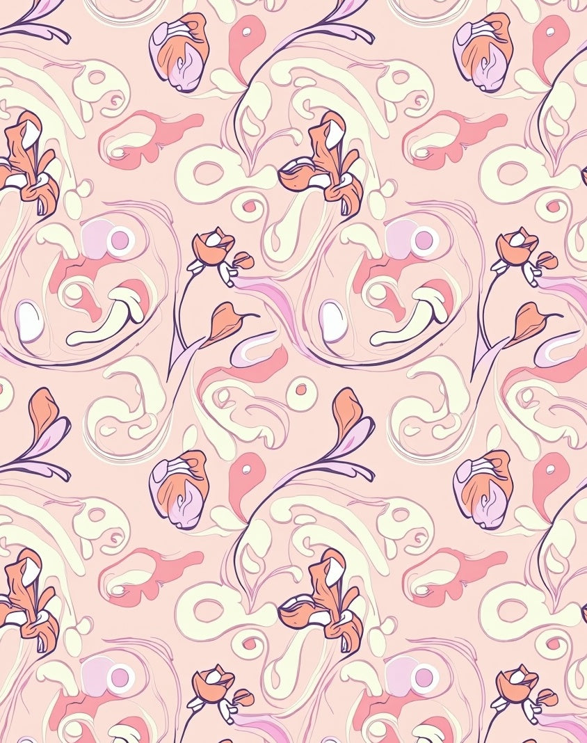 Abstract Floral Swirl Pattern Rug