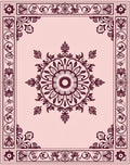 Ornate Floral Mandala Border Design Rug