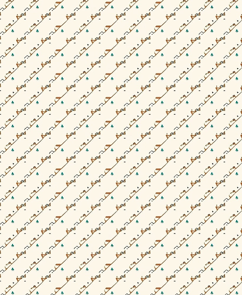 Diagonal Line People Tree Pattern Rug