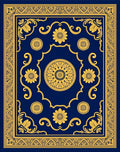 Ornate Floral Medallion Navy Rug