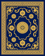 Ornate Floral Medallion Navy Rug