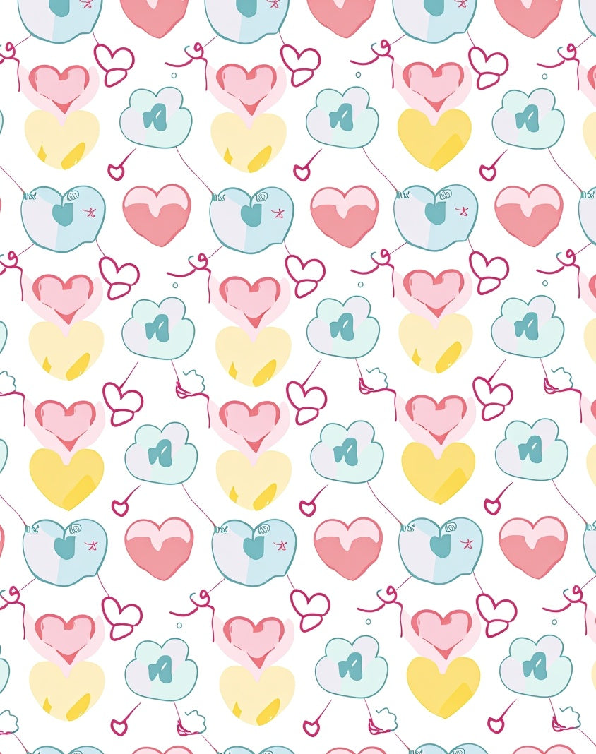 Cute Hearts And Clouds Fun Pattern Rug