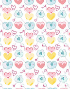 Cute Hearts And Clouds Fun Pattern Rug