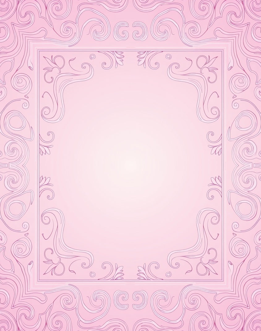 Pink Floral Swirl Border Pattern Rug