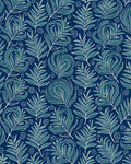 Navy Feather and Swirl Pattern Rug