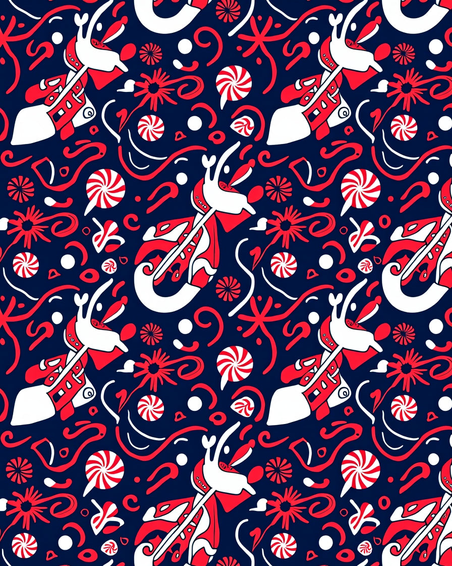 Whimsical Reindeer Candy Cane Swirls Rug