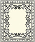 Elegant Black Scrollwork With Geometric Borders Rug