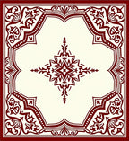 Ornate Red Cream Floral Design Rug