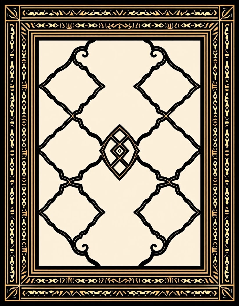 Art Deco Geometric Scroll Work Rug