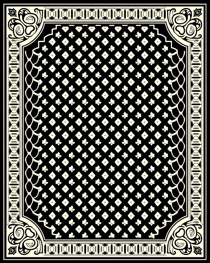 Bold Black Cream Diamond Swirl Rug