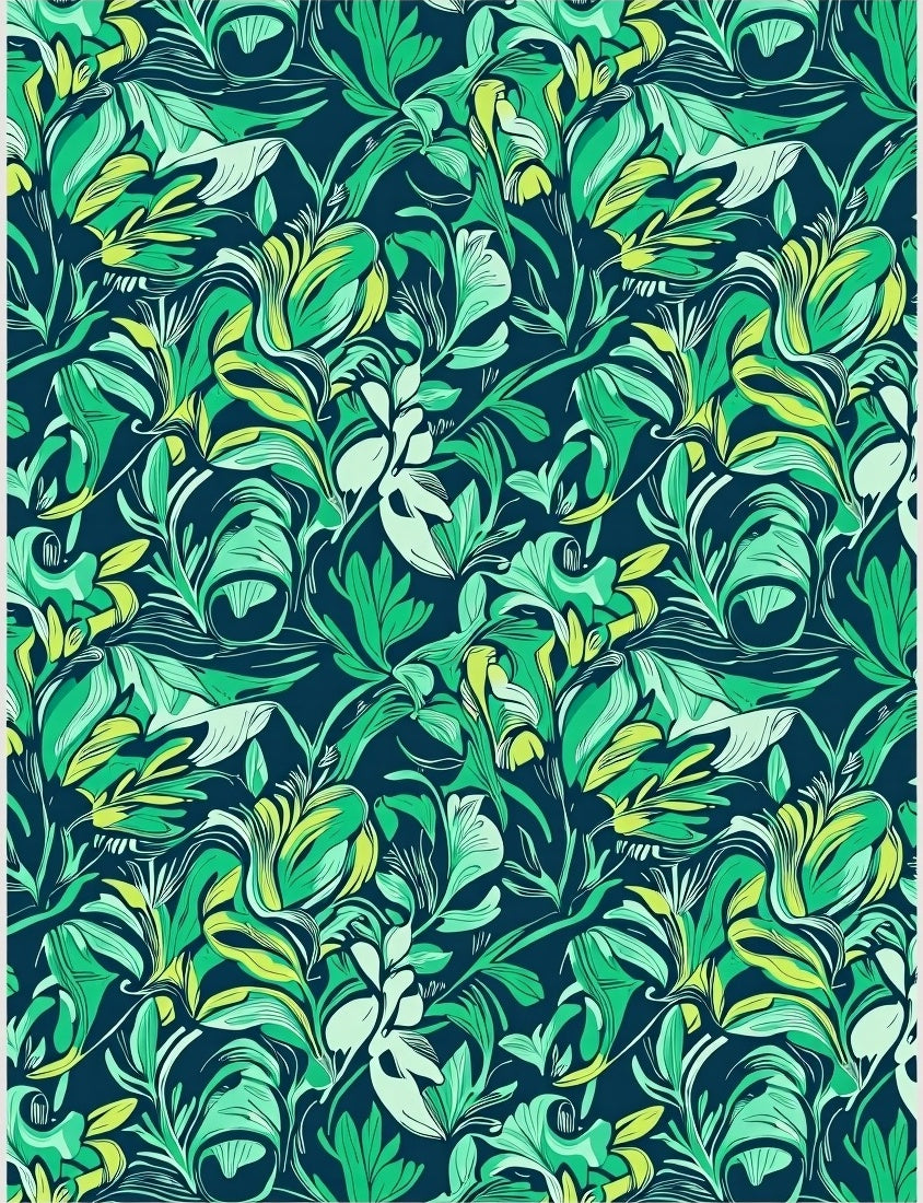 Emerald Green Lush Floral Pattern Rug