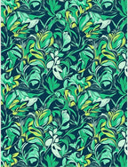 Emerald Green Lush Floral Pattern Rug