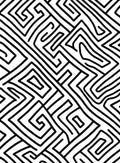 Abstract Black Swirl White Maze Pattern Rug