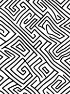 Abstract Black Swirl White Maze Pattern Rug