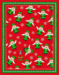 Festive Elves And Snowflakes Red Rug
