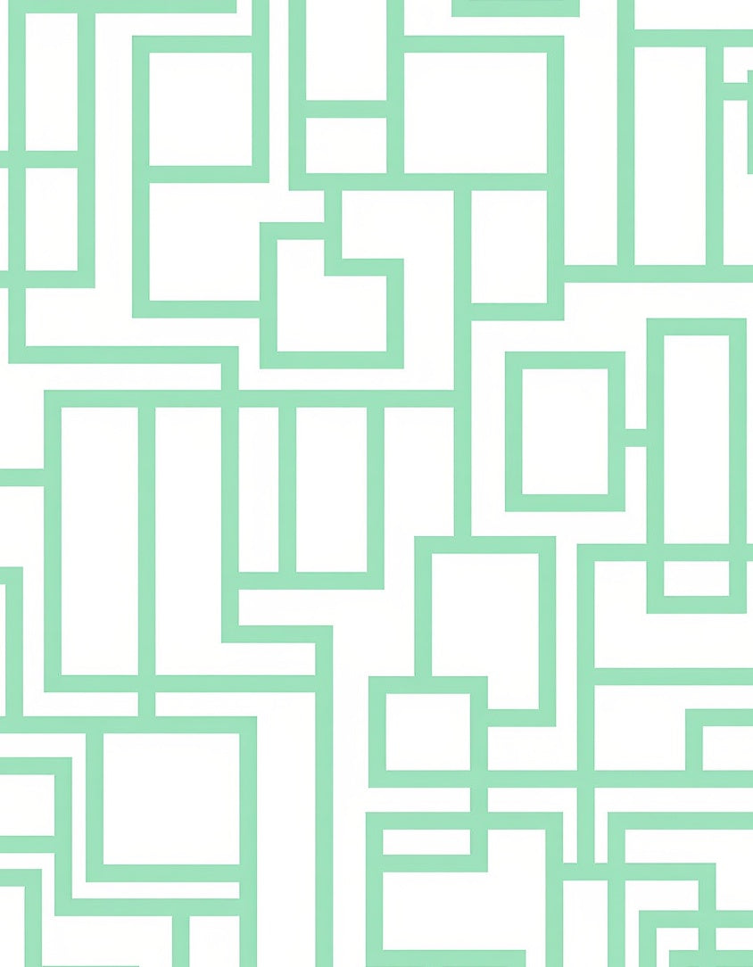 Mint Green Geometric Rectangular Maze Rug