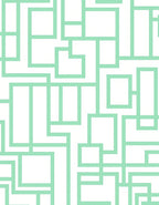 Mint Green Geometric Rectangular Maze Rug