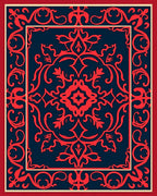 Classic Red Navy Ormolu Motif Rug