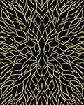 Abstract Organic Lines Black Gold Rug
