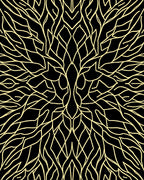 Abstract Organic Lines Black Gold Rug