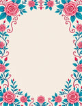 Pink Rose Teal Leaf Flourish Rug