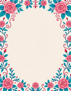 Pink Rose Teal Leaf Flourish Rug