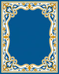 Intricate Gold Blue Floral Pattern Rug