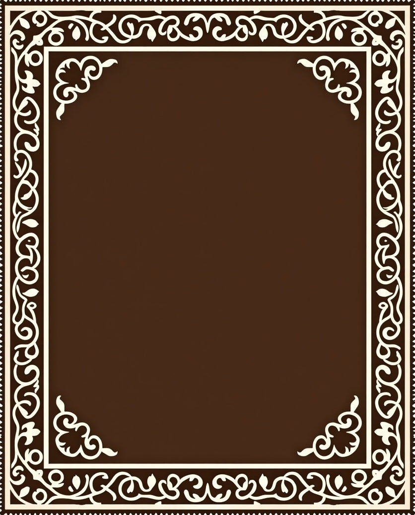 Classic Brown Ivory Scroll Border Rug