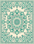 Emerald Mandala Floral Pattern Rug