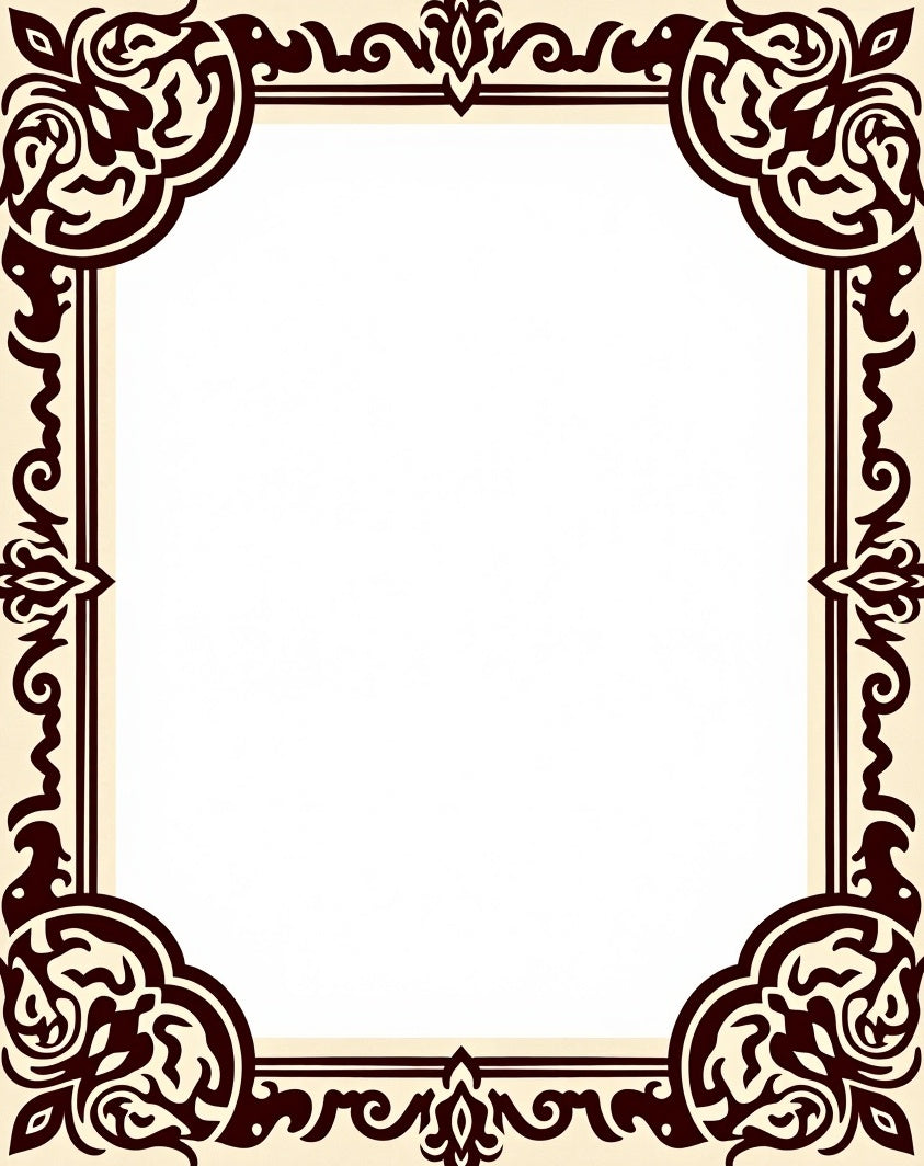 Elegant Dark Brown Scroll Pattern Rug