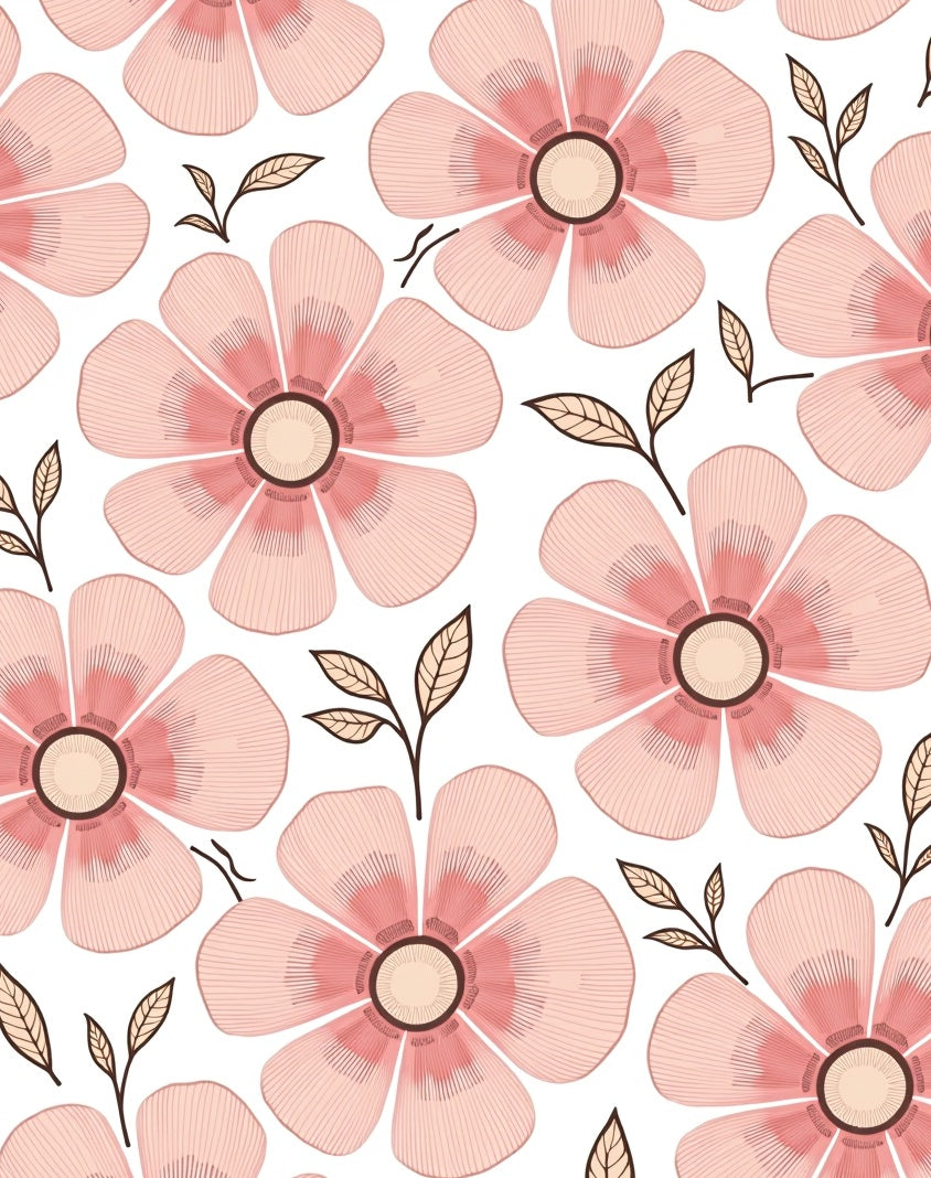 Soft Pink Floral Pattern Rug