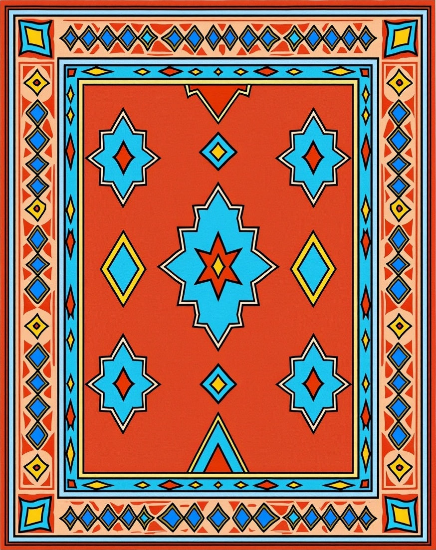 Bold Geometric Star Diamond Print Rug