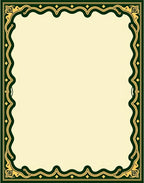 Ornate Green and Gold Damask Pattern Rug