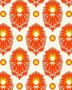 Retro Orange Sunburst Floral Pattern Rug