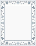 Delicate Blue Floral Snowflake Border Rug