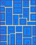 Diagrammatic Geometric Blue Red Composition Rug