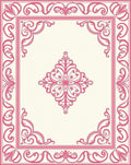 Elegant Pink Floral Scrollwork Frame Rug