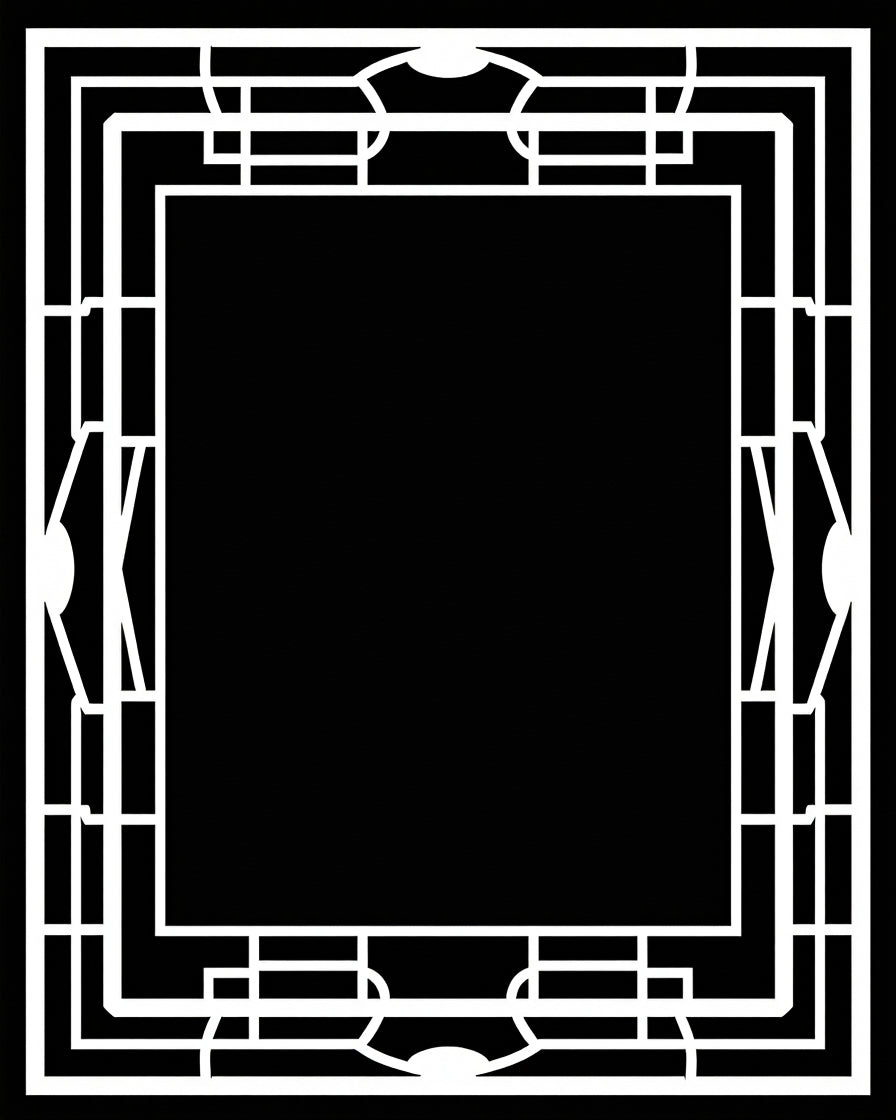 Bold Black White Geometric Border Rug