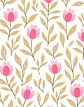 Pink Tulip Floral Branches Pattern Rug