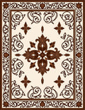 Ornate Dark Brown Floral Border Rug