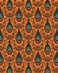 Orange Teal Floral Damask Pattern Rug