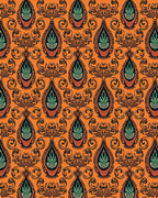 Orange Teal Floral Damask Pattern Rug
